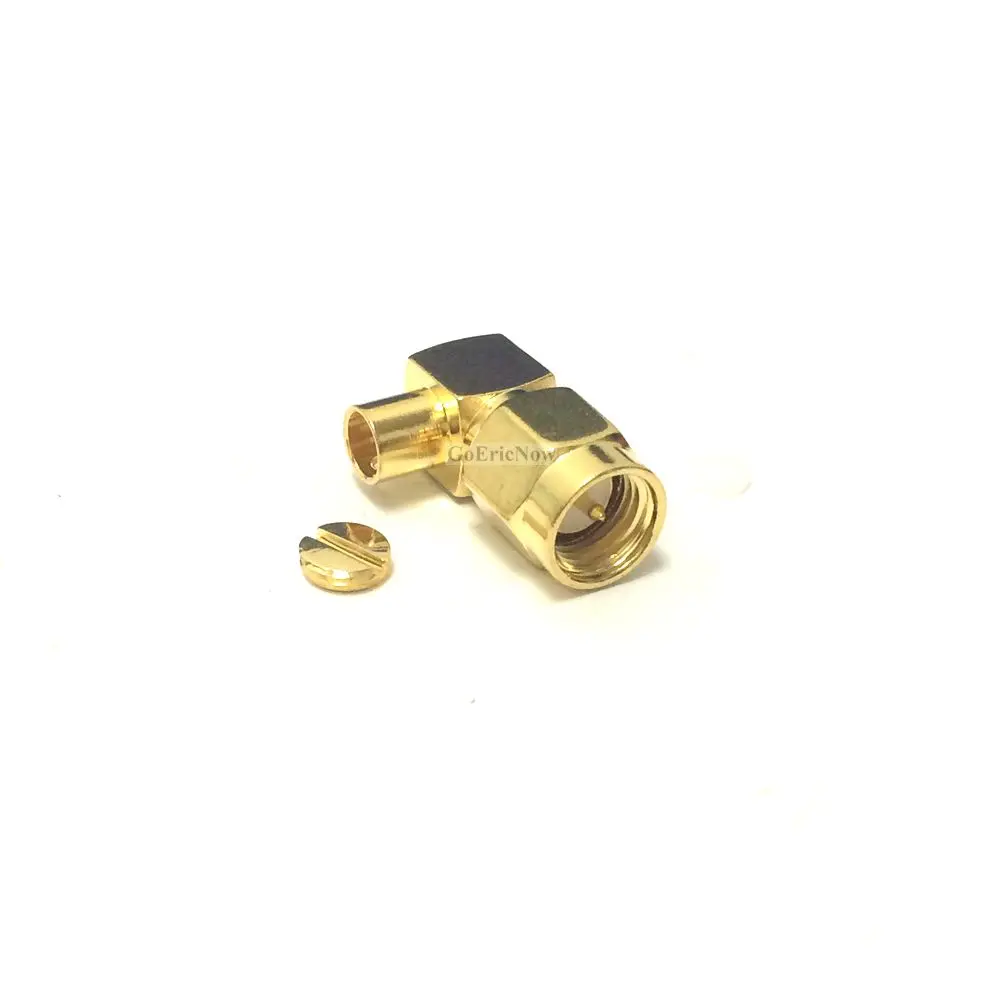 

10pcs Gold Plated Right Angle SMA Male Plug Solder RG402 0.141" Semi-rigid Cable Straight Wire Connector