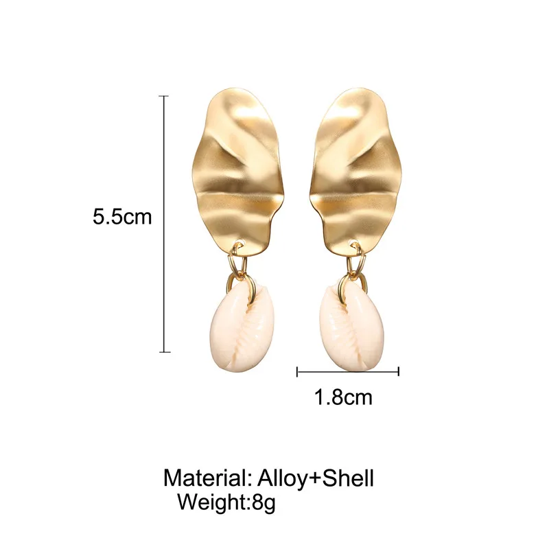 17 км Новые корейские Металлические Висячие серьги для женщин геометрические натуральная морская раковина висячие серьги Модные женские ювелирные изделия из раковин подарки