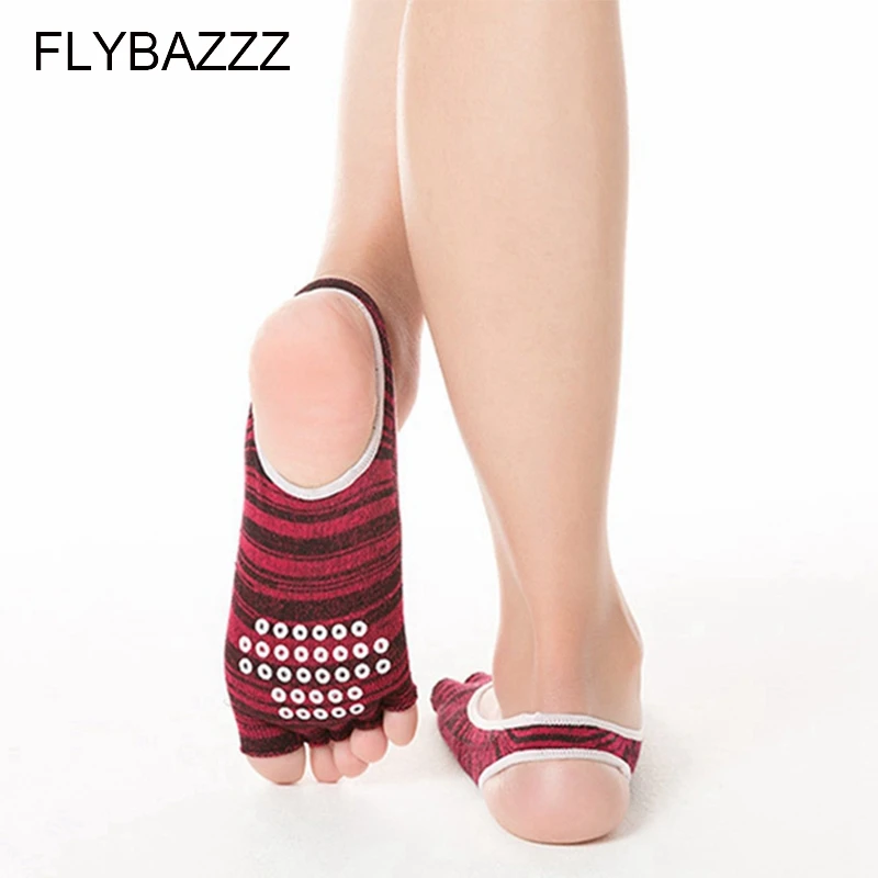 

New Band Hot Sale 5 Finger Toe Backless Yoga Socks Women Sport Socks Solid Non Slip Silicone Ankle Socks Pilates Breathe Socks