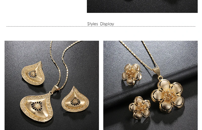 BTSETS Fashion Jewelry Sets Wedding Dubai Gold Color Jewelry Sets For Women Flower Turkish Jewelry Earrings Indian Jewellery (3)