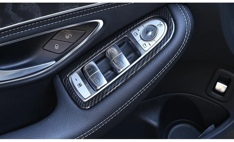 Матовый из углеродного волокна для Mercedes Benz C Class W205 GLC X253 дверь подлокотник Кнопка Подъема Окна панель Крышка отделка