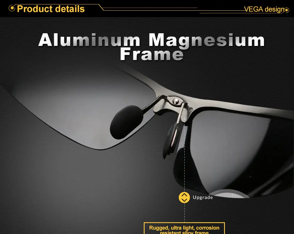 VEGA Eyewear Black Polarized Sunglasses Sport Driver Fishing Men Male Aluminum Sunglass 3 (1)