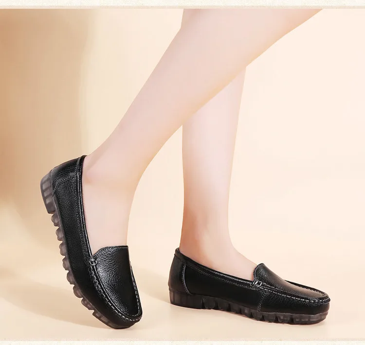 AH 201-2019 Genuine Leather Women Shoes Walking Woman Flats -16