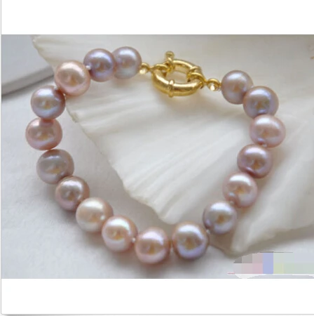 

P4070 8" 11mm lavender round freshwater cultured pearl bracelet @^Noble style Natural Fine jewe SHIPPING new >>free shipping