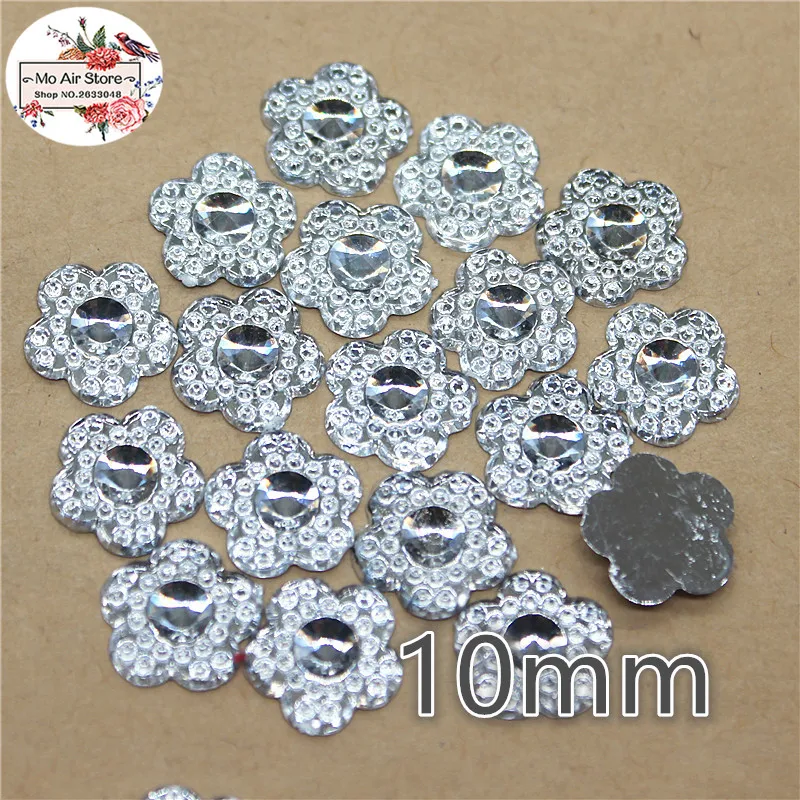 clear flower acrylic Flat back Cabochon Art Supply Decoration Charm Craft DIY 200pcs 10mm craft supplies