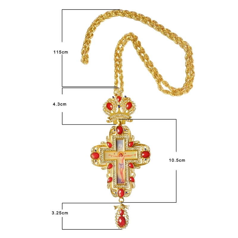 Высокое качество грудной крест ортодоксальный Иисус подвески-кресты стразы цепь Религиозные ювелирные изделия пастор молитвы