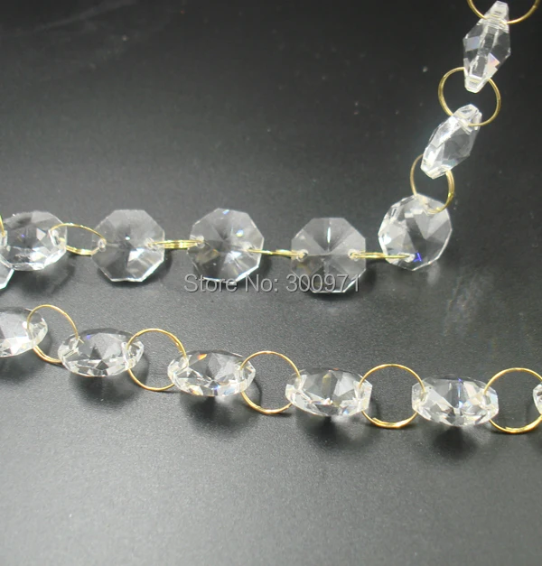 50M/lot  Crystal wedding Garland bead Strands with golden rings connectors for Wedding & Home party event Decoration