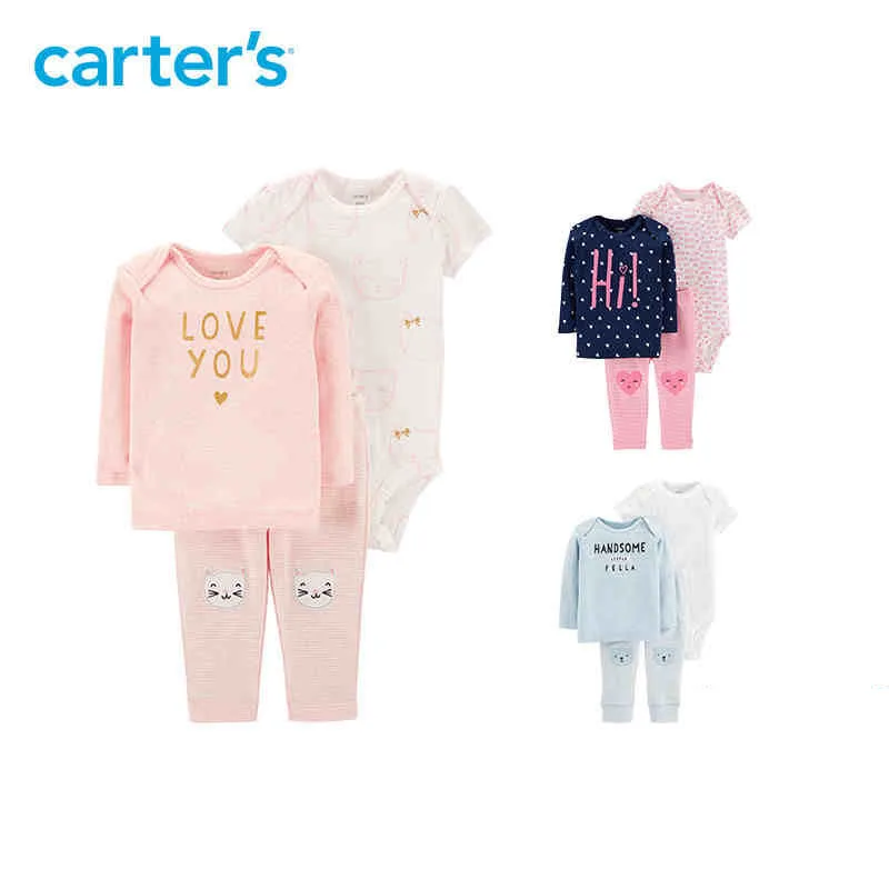 Carters 3Pcs baby's sets Cute print soft cotton baby boy clothes long sleeve tee bodysuit pants baby girl clothing 126H676 Carters 3Pcs baby's sets Cute print soft cotton baby boy clothes long sleeve tee bodysuit pants baby girl clothing 126H676
