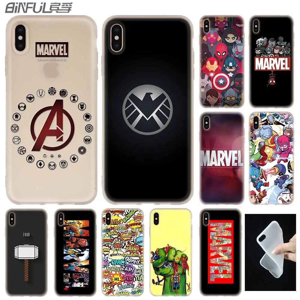 Luxury Marvel Comics logo Cover Case Silicone soft for iPhone X XS Max