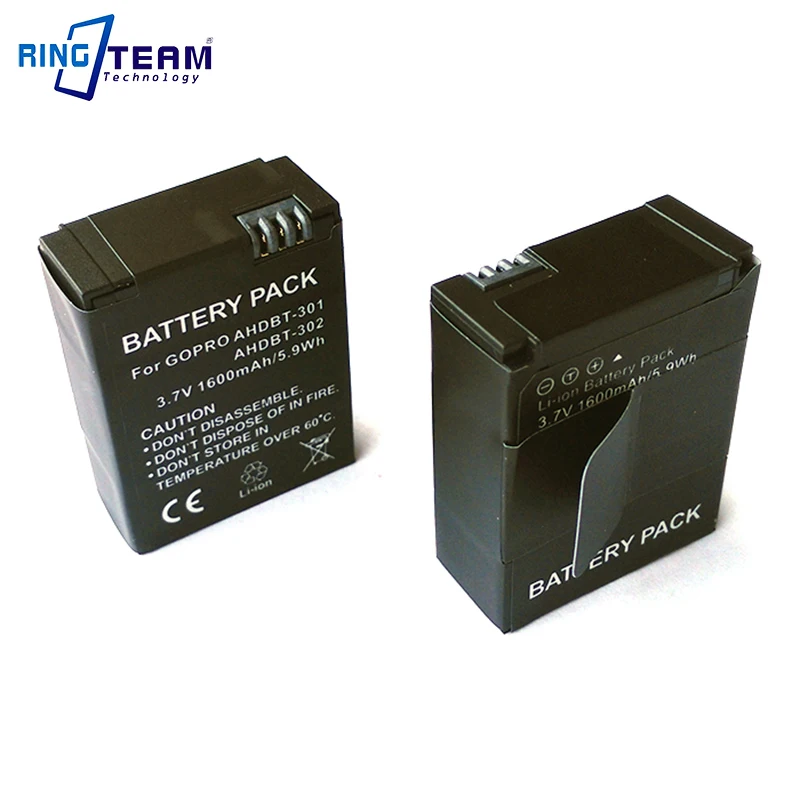 

2Pcs/Lot New AHDBT-302 Battery for GoPro HD HERO3 and HERO3+ Video Cameras. Compatible AHDBT-301, AHDBT-201