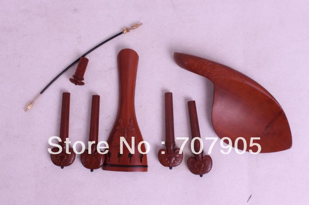 

New 4/4 violin parts jujube Carving,peg chinrest tailpiece tail gut endpin #W4