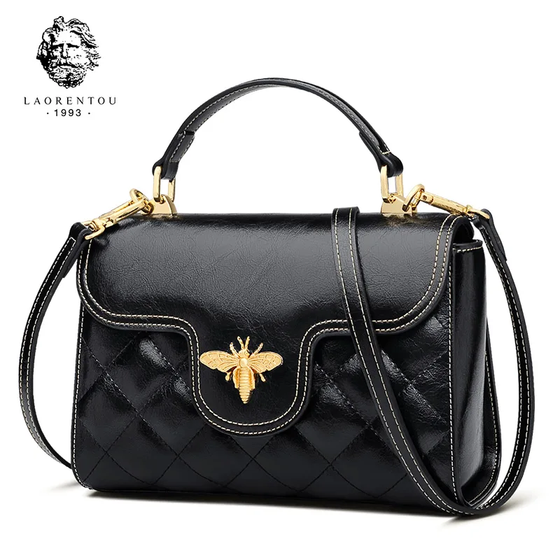 LAORENTOU Brand Women Retro Split Leather Small Shoulder Bag Female Chic Classy Crossbody Bag ...