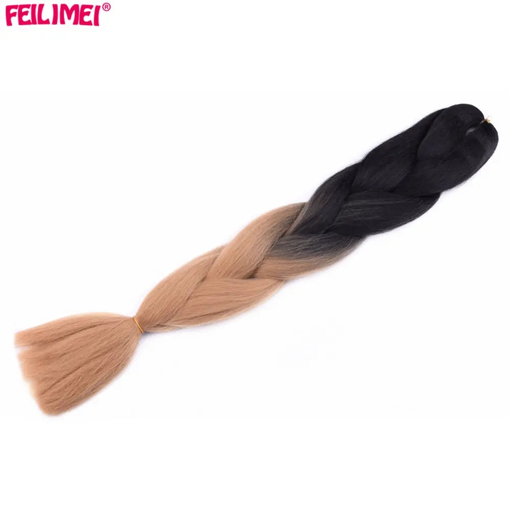Feilimei, три тона, цветные вязанные волосы для наращивания, синтетические, термостойкие, вязанные косички, Омбре, Джамбо, косички для наращивания волос - Цвет: P4/30