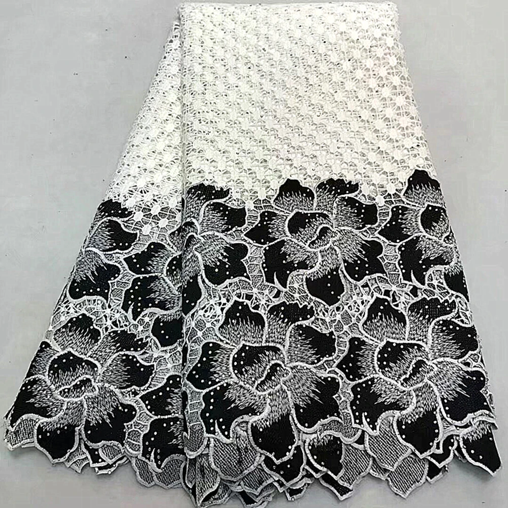 

New African Guipure Lace Fabric 2019 High Quality French Nigerian Net Lace Fabric With Stone Apply to Party Wedding Dress A339