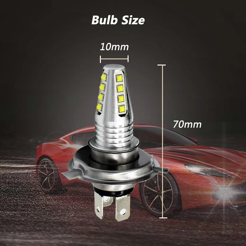 KEPUSI 2x H4 80W cree chip High Power Car LED Light Source Fog lamp Auto DRL Day running light Driving lamp Truck 12V 24V white