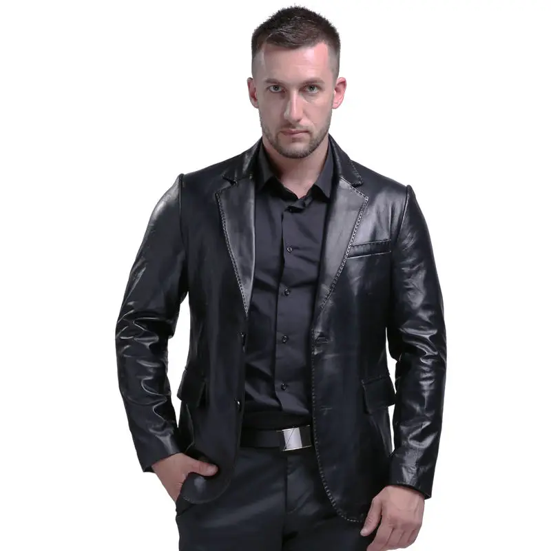0 : Buy 2017 Men&#39;s Genuine Leather Jackets Sheepskin Jacket Men Leather Suit Jacket ...