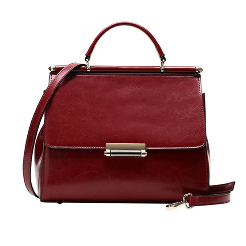 

2017 New Spring&Summer Fashion Style Oil Waxing Cow Leather Women's handbag Tote Bags Cowhide Shoulder Messenger Bags Small