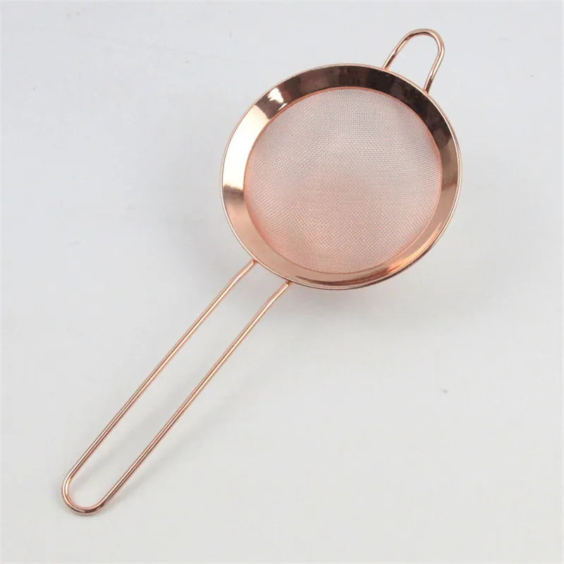 

Stainless Steel Fine Mesh Oil Strainer Colander Strainer Rose Gold Flour Colander Sieve Sifter Durable Kitchen Accessories 1pc