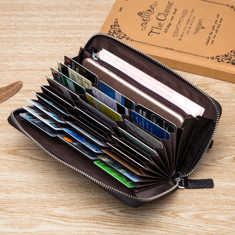 BISON DENIM Real Cow leather Men Wallets Genuine Leather Long Purse For Men RFID Zipper Large Capacity Card Holder Purse W8226 BISON DENIM Real Cow leather Men Wallets Genuine Leather Long Purse For Men RFID Zipper Large Capacity Card Holder Purse W8226
