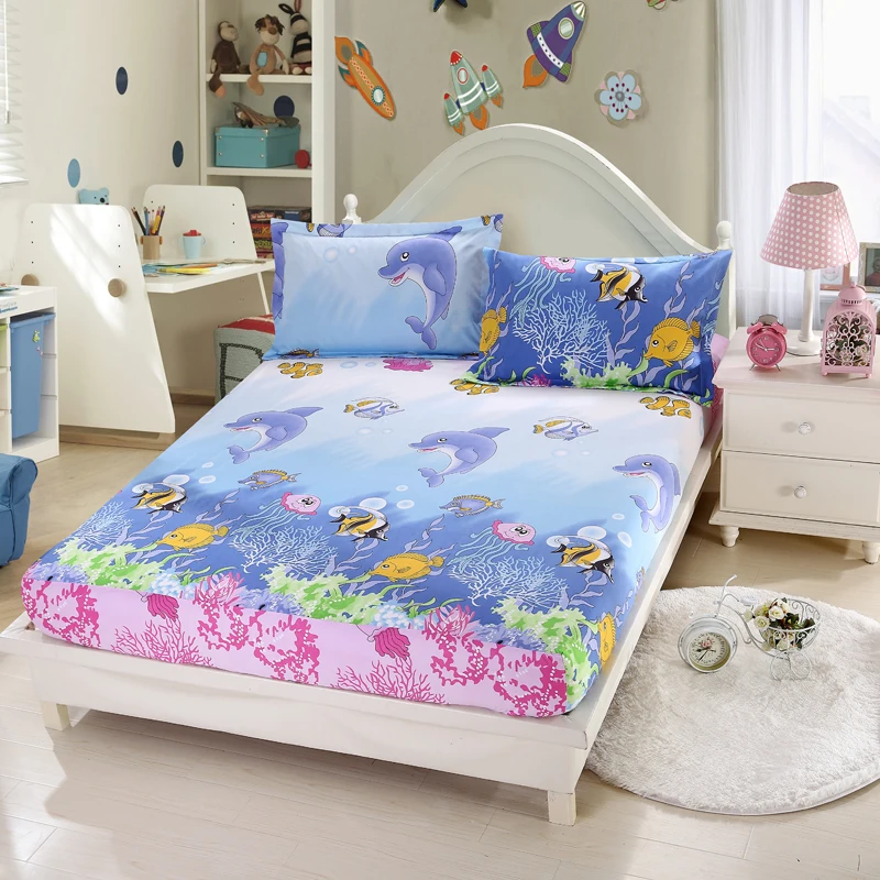 

One Piece Printing Fitted Bed Sheet 1.5m 1.8m Bed Sheet for Adults Double Bed Bedspread Height 25cm YS06