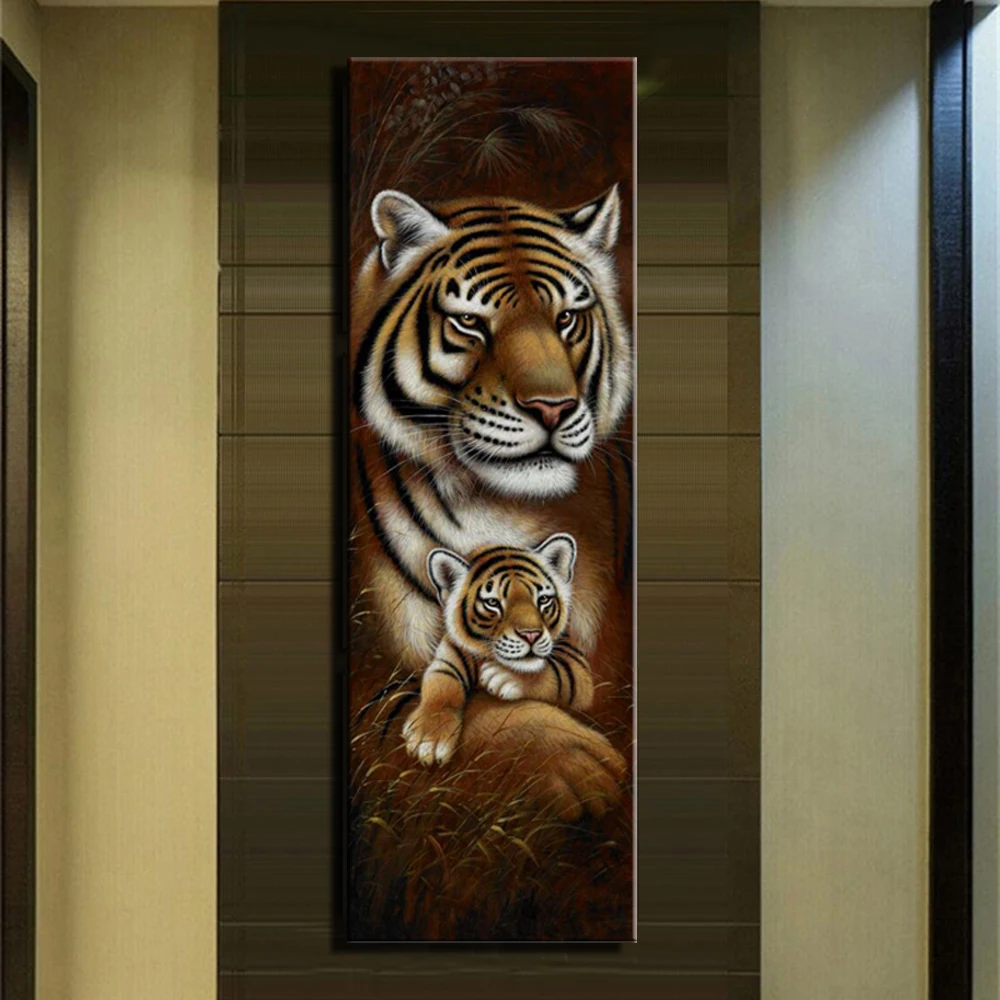Tigers And Elephants Canvas Paintings For Living Room Wall Animals