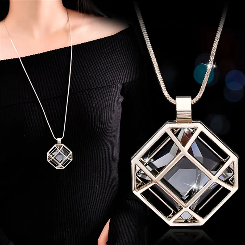 Женская цепочка свитер Collier Femme необычная ажурная подвеска с кристаллами
