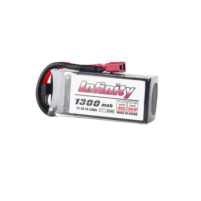 

New Hot For Infinity 3S 11.1V 1300mAh 45C Graphene LiPo Battery SY60 XT60 T Plug Connector for RC Quadcopter Frame Part