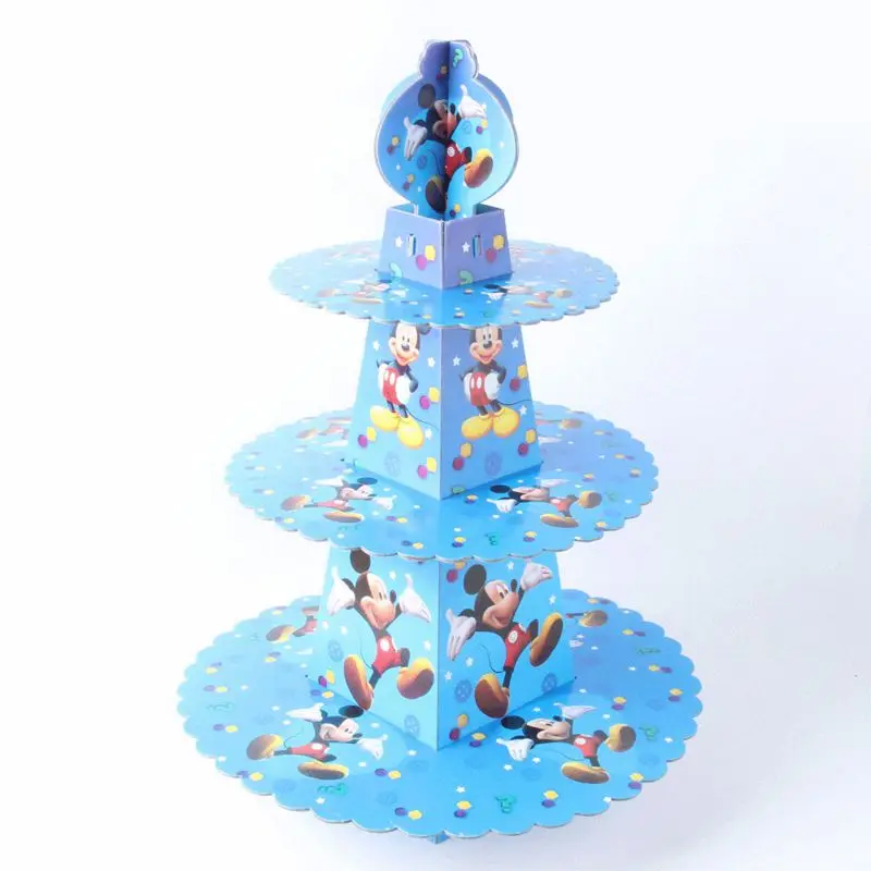 1 шт. 3 уровня Микки Маус Дети День рождения украшение 3-ярусная подставка для торта детский душ принадлежности для кексов подставка для конфет