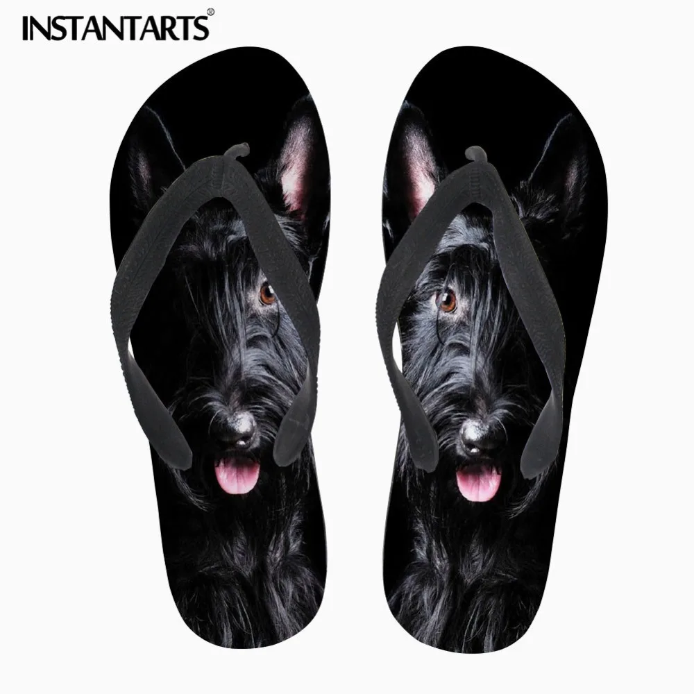 

INSTANTARTS Cute Pet Dog Scottish Terrier Print Women Summer Non-slip Rubber Slippers Ladies outside Home Flip-flops Beach Shoes