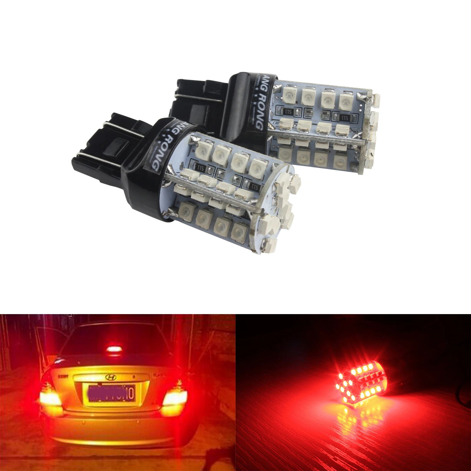 2x LED 7443 582 580 W21/5W лампочка боковой фонарь задний стоп сигнал Красный 12 В|Сигнальная