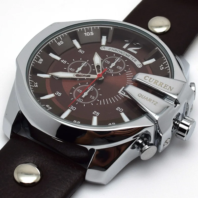 Часы CURREN Мужские спортивные аналоговые кварцевые с кожаным ремешком 8176|wristwatch