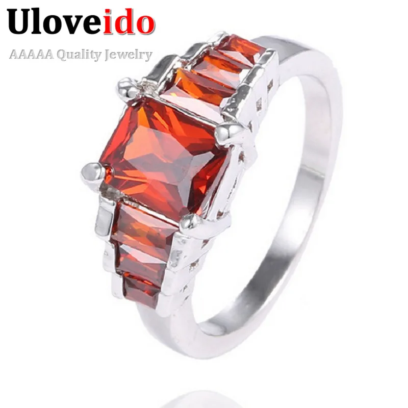Женское кольцо с кристаллом Uloveido модное женское красным камнем фианитами для