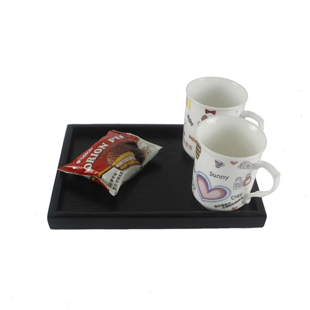 Wood Vintage Japanese Wood Serving Tray SPA Tea Food Dinner Black Dish Plate Tea Trays Teaware