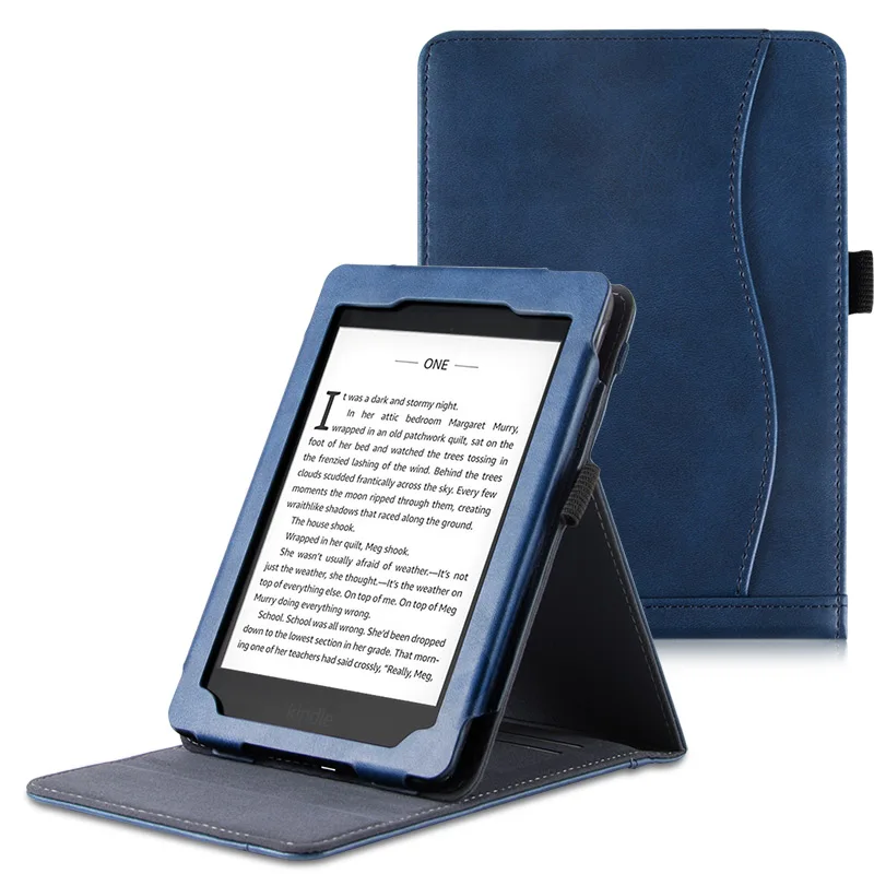 Чехол-подставка BOZHUORUI для Kindle Paperwhite eReader-Премиум pu кожаный Мульти-просмотр Hands Free чтение с автоматическим режимом сна/пробуждения - Цвет: Dark Blue