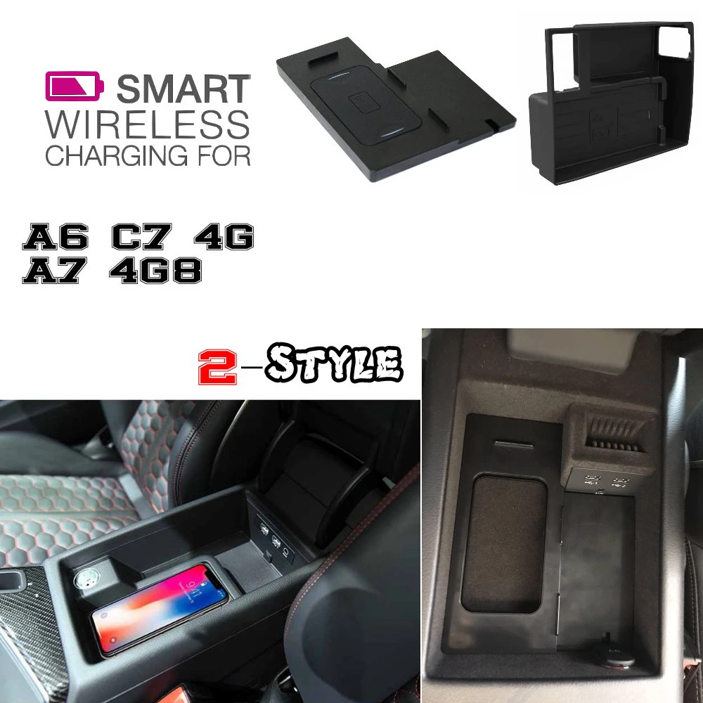 Для Audi QI Беспроводная зарядка скрытое Беспроводное зарядное устройство держатель телефона коробка для хранения для A6 A7 C7 4G 4G8