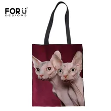 Handbags Canada And Get Free Shipping On Aliexpress Forudesigns Linen Women Totes Handbags Cute Canadian Hairless Cats S Crossbody Bags Fashion Recycle Ping
