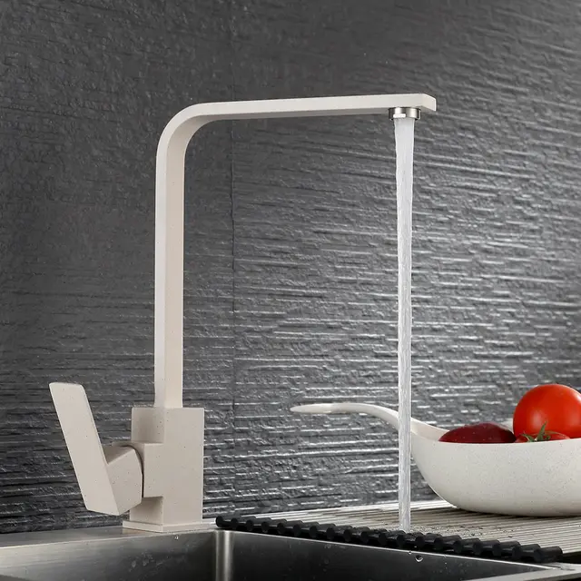 Cheap SUS 304 stainless steel Deck Mounted Kitchen Faucets Beige paint Spool Mixer Water Tap Hot And Cold Double Control Faucet Cheap SUS 304 stainless steel Deck Mounted Kitchen Faucets Beige paint Spool Mixer Water Tap Hot And Cold Double Control Faucet