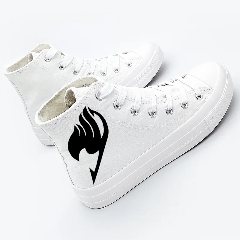 The Fairy Tail Shoes Woman Cosplay Anime Natsu Gray Women Sneakers High Top Canvas Shoes Off White Graffiti Casual Men Shoes