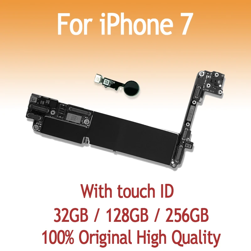 

32GB 128GB 256GB original motherboard for iPhone 7 4.7inch with fingerprint with Touch ID unlock logic board iOS free shipping
