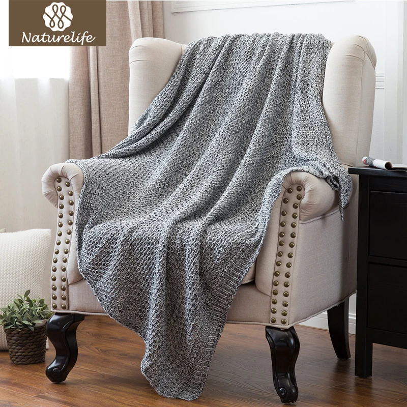 Naturelife Knitted Throw Blanket for Sofa/Couch Lightweight Handmade Knitted Sleeping Wrap Soft