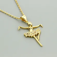 GORGEOUS CZ Regalo de CUENTO de Navidad Bailarina Collar de Cadena de Joyería de Las Mujeres collar de Cristal Collar de colgantes collier femme