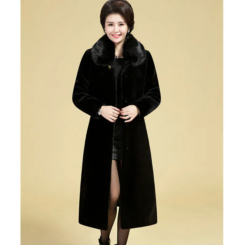 Noir Grande De Veste 3xl Luxe Imitation L Manteau Femme Survêtement En Uhytgf Fourrure Taille 1166 Vison Femmes Lâche Long Peluche D'hiver TwqAExC