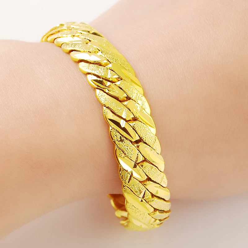 WomenMenMostPopular24KGoldObliqueStripChainBraceletFor