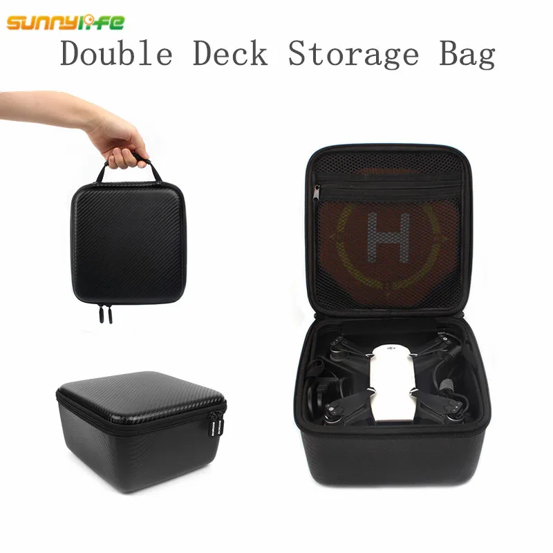 Sunnylife DJI Spark Drone Double Deck Suitcase Aircraft Storage Bag Waterproof PU Portable