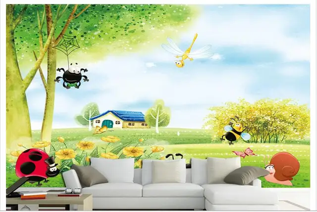3D papel pintado habitación infantil de dibujos animados árboles