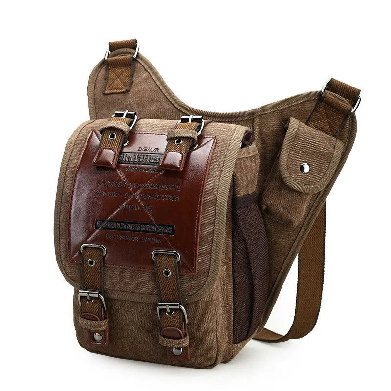  Brand Retro Men Bag Leather Canvas Military Vintage Messenger Bags Men's Shoulder Bags Crossbody Tr