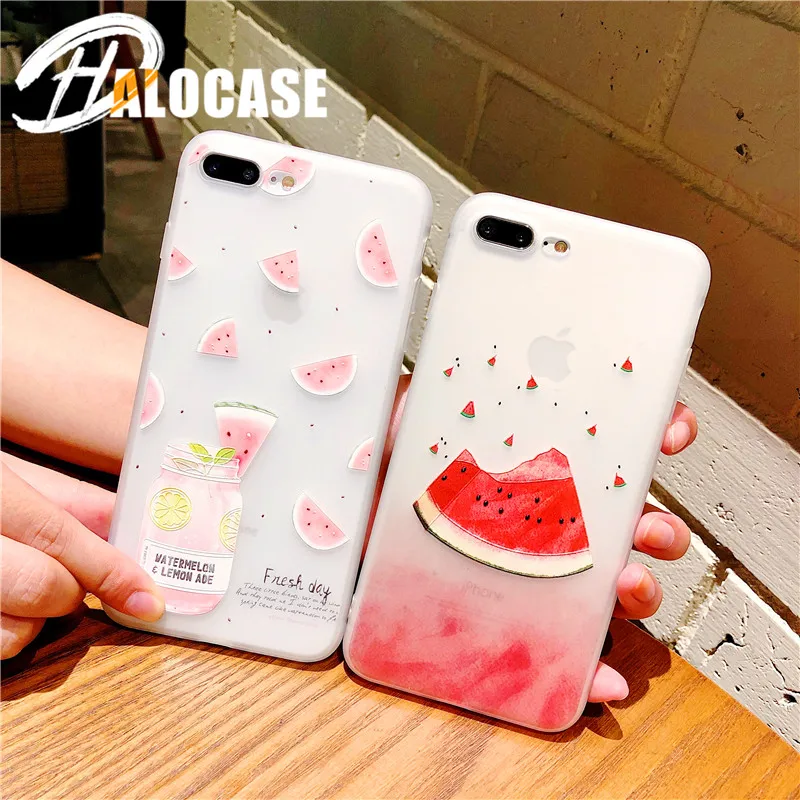 

Summer watermelon simple phone case for iphone X XS XR XS MAX colorful fruit fun style soft TPU case for iPhone 7 8 6 6s plus