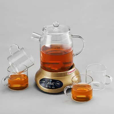 220V 600ml 350w электрический чайник для здоровья Высокая боросиликатная стеклянная автоматическая изоляция - Цвет: Бургундия