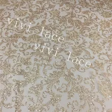 5 ярдов hhl01# champagne gold блеск сетка кружевной ткани для платья Раскрой/праздничное платье/случаев