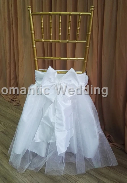 free shipment 10pcs lots white silk bow wedding chiffon chair cover